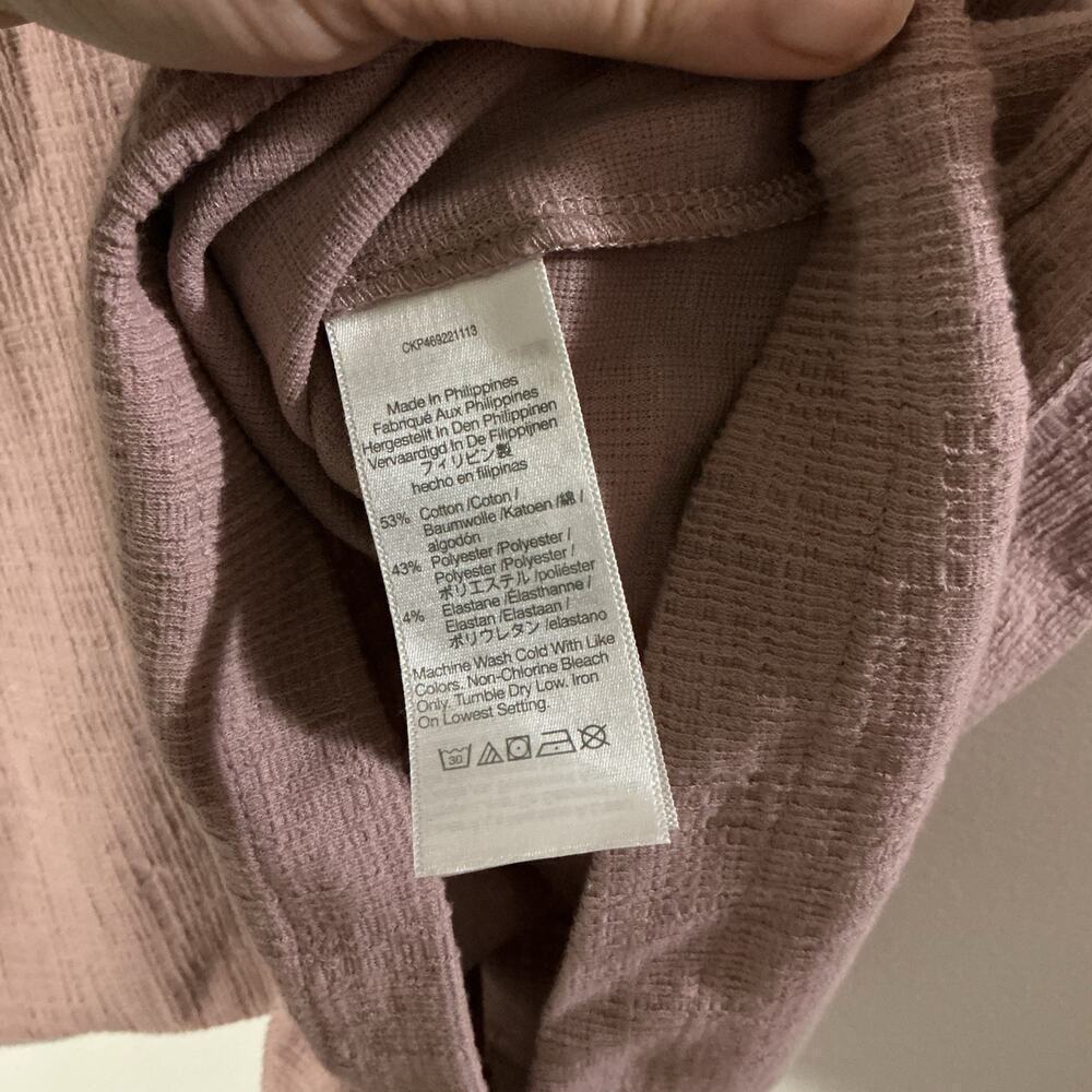 Madewell Mauve Textured Wrap Front Short Sleeve Dress Women’s Small Cotton Blend - Picture 4 of 11